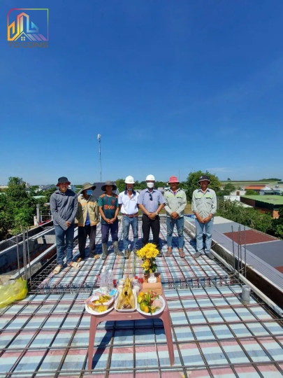 XÂY NHÀ TRỌN GÓI CHỊ THU BÌNH PHƯỚC  (Công tác đổ bê tông lầu 1)